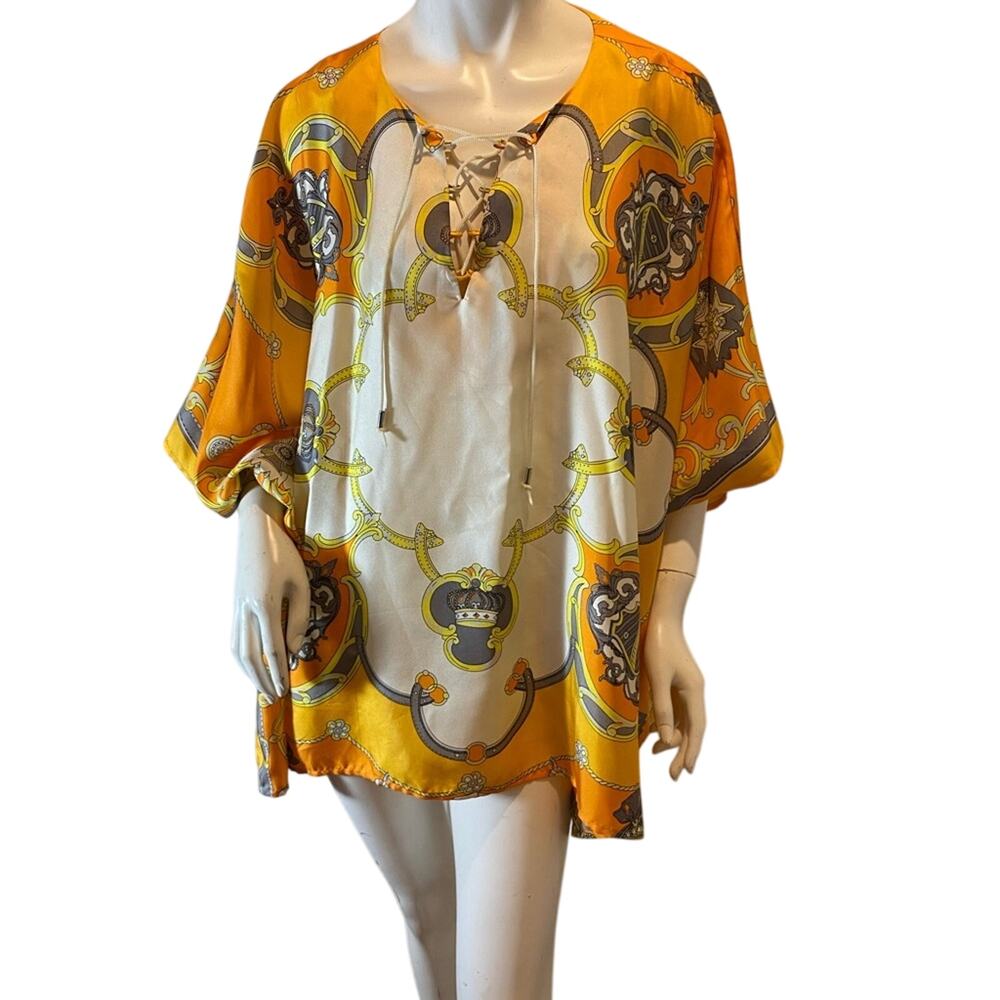 JB by JULIE BROWN Silk Top or Dress Size S Oversized fits Large Colorful NWOT - Picture 7 of 13